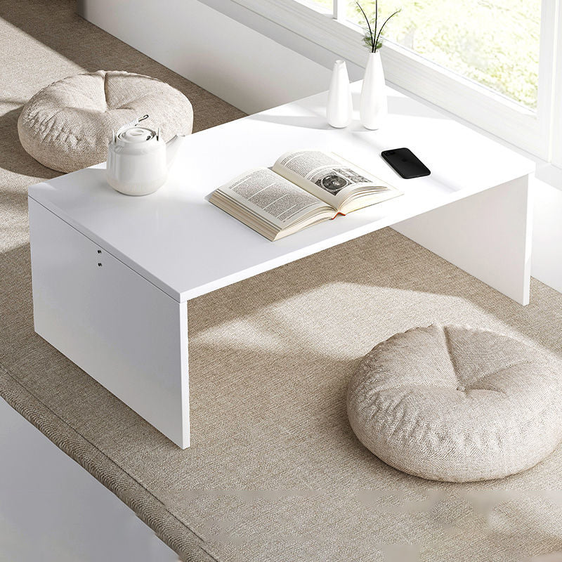 12.5"/15.7" Tall Modern Sled Base Wood Rectangular Table Top Coffee Table 31.5"L x 16"W x 16"H White Shelves Not Included Clearhalo 'Coffee & Accent Tables' 'Coffee Tables' 'coffee_tables' 'furn' 'furn_coffee_tables' 'Furniture' 'furniture_coffee_tables' 'Living Room Furniture' 5058392