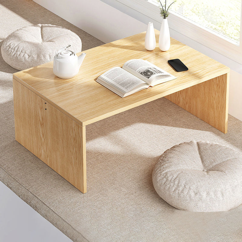 12.5"/15.7" Tall Modern Sled Base Wood Rectangular Table Top Coffee Table 24"L x 16"W x 16"H Natural Shelves Not Included Clearhalo 'Coffee & Accent Tables' 'Coffee Tables' 'coffee_tables' 'furn' 'furn_coffee_tables' 'Furniture' 'furniture_coffee_tables' 'Living Room Furniture' 5058401