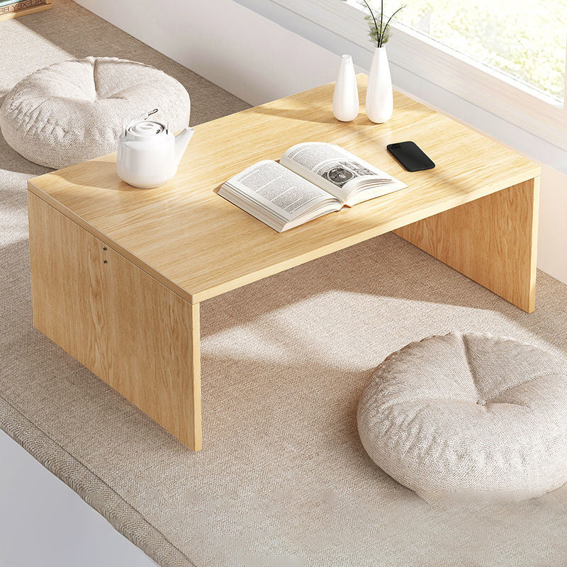 12.5"/15.7" Tall Modern Sled Base Wood Rectangular Table Top Coffee Table 24"L x 16"W x 12.5"H Natural Shelves Not Included Clearhalo 'Coffee & Accent Tables' 'Coffee Tables' 'coffee_tables' 'furn' 'furn_coffee_tables' 'Furniture' 'furniture_coffee_tables' 'Living Room Furniture' 5058403