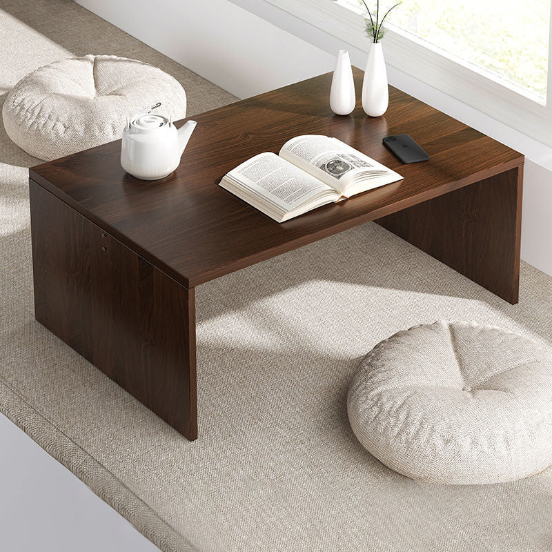 12.5"/15.7" Tall Modern Sled Base Wood Rectangular Table Top Coffee Table 24"L x 16"W x 16"H Walnut Shelves Not Included Clearhalo 'Coffee & Accent Tables' 'Coffee Tables' 'coffee_tables' 'furn' 'furn_coffee_tables' 'Furniture' 'furniture_coffee_tables' 'Living Room Furniture' 5058415