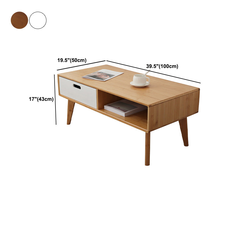 16.9" Tall Modern Wood 4-leg Base Rectangular Coffee Table with Drawers Clearhalo 'Coffee & Accent Tables' 'Coffee Tables' 'coffee_tables' 'furn' 'furn_coffee_tables' 'Furniture' 'furniture_coffee_tables' 'Living Room Furniture' 5058518