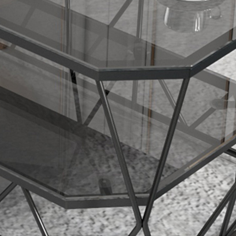 19.6"tall Modern Metal Frame Base Glass Octagonal Coffee Table Clearhalo 'Coffee & Accent Tables' 'Coffee Tables' 'coffee_tables' 'Furniture' 'furniture_coffee_tables' 'Living Room Furniture' 5058634