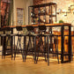 Industrial Brown and Black Bistro Bar Desk Solid Wood Trestle Bistro Bar Table 86.6"L x 15.7"W x 41.3"H Without Chairs Clearhalo 'Bar Furniture' 'Bar Tables' 'bar_tables' 'furn' 'furn_bar_tables' 'Furniture' 'furniture_bar_tables' 'Kitchen & Dining Furniture' 5061164