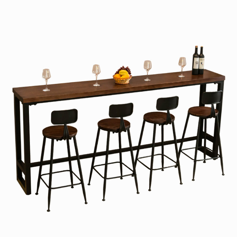 Industrial Brown and Black Bistro Bar Desk Solid Wood Trestle Bistro Bar Table Without Chairs Clearhalo 'Bar Furniture' 'Bar Tables' 'bar_tables' 'furn' 'furn_bar_tables' 'Furniture' 'furniture_bar_tables' 'Kitchen & Dining Furniture' 5061166