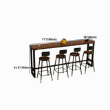 Industrial Brown and Black Bistro Bar Desk Solid Wood Trestle Bistro Bar Table Clearhalo 'Bar Furniture' 'Bar Tables' 'bar_tables' 'furn' 'furn_bar_tables' 'Furniture' 'furniture_bar_tables' 'Kitchen & Dining Furniture' 5061173