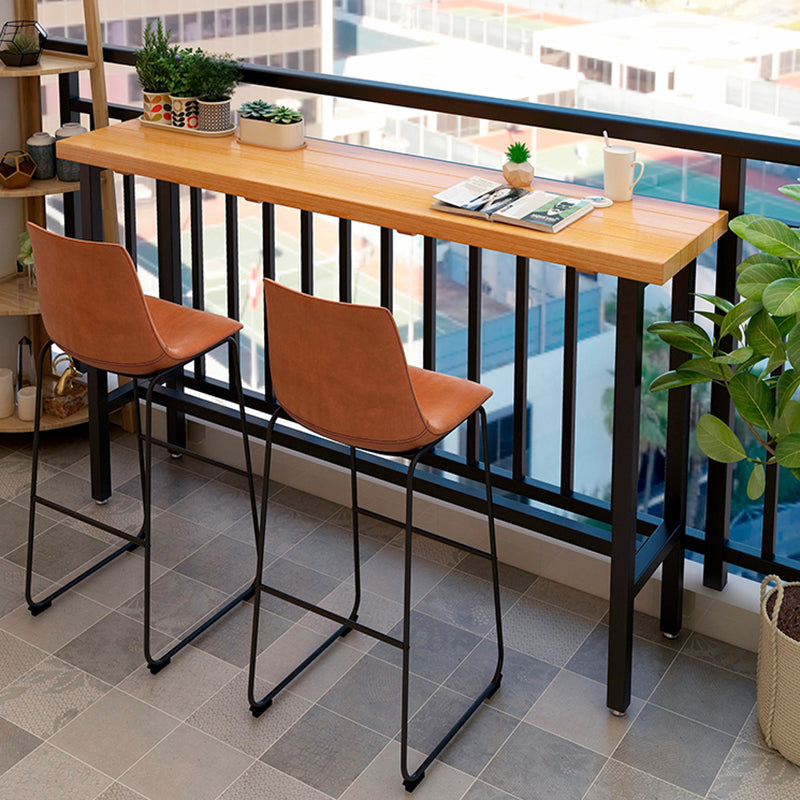 Footrest Outdoor Cocktail Bar Table Industrial Wood Rectangle Counter Table 86.6"L x 15.7"W x 41.3"H Without Chairs Clearhalo 'Bar Furniture' 'Bar Tables' 'bar_tables' 'furn' 'furn_bar_tables' 'Furniture' 'furniture_bar_tables' 'Kitchen & Dining Furniture' 5061181