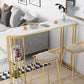 Contemporary Stone Storage Bistro Dining Table Double pedestal Indoor Patio Bar Table Clearhalo 'Bar Furniture' 'Bar Tables' 'bar_tables' 'furn' 'furn_bar_tables' 'Furniture' 'furniture_bar_tables' 'Kitchen & Dining Furniture' 5061200
