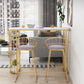 Contemporary Stone Storage Bistro Dining Table Double pedestal Indoor Patio Bar Table Clearhalo 'Bar Furniture' 'Bar Tables' 'bar_tables' 'furn' 'furn_bar_tables' 'Furniture' 'furniture_bar_tables' 'Kitchen & Dining Furniture' 5061203