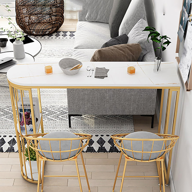 Contemporary Stone Storage Bistro Dining Table Double pedestal Indoor Patio Bar Table Clearhalo 'Bar Furniture' 'Bar Tables' 'bar_tables' 'furn' 'furn_bar_tables' 'Furniture' 'furniture_bar_tables' 'Kitchen & Dining Furniture' 5061204