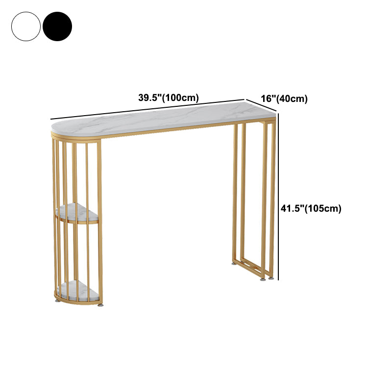 Contemporary Stone Storage Bistro Dining Table Double pedestal Indoor Patio Bar Table Clearhalo 'Bar Furniture' 'Bar Tables' 'bar_tables' 'furn' 'furn_bar_tables' 'Furniture' 'furniture_bar_tables' 'Kitchen & Dining Furniture' 5061205