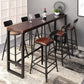 Industrial Trestle Wood Bar Wine Table Rectangle Bar Height Cocktail Table in Brown 86.6"L x 15.7"W x 41.3"H Without Chairs Clearhalo 'Bar Furniture' 'Bar Tables' 'bar_tables' 'furn' 'furn_bar_tables' 'Furniture' 'furniture_bar_tables' 'Kitchen & Dining Furniture' 5061215