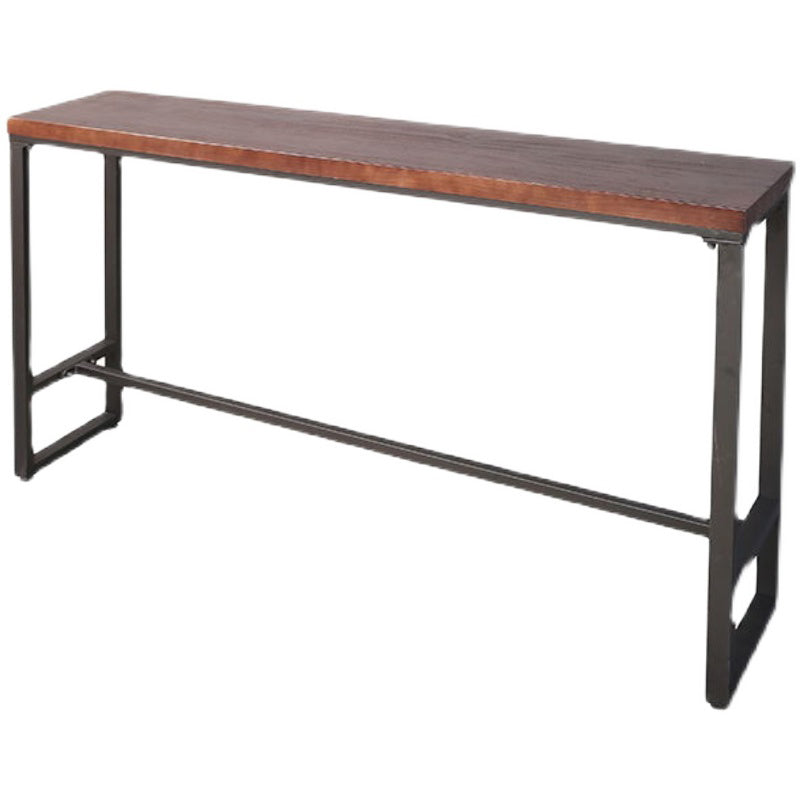Industrial Trestle Wood Bar Wine Table Rectangle Bar Height Cocktail Table in Brown Without Chairs Clearhalo 'Bar Furniture' 'Bar Tables' 'bar_tables' 'furn' 'furn_bar_tables' 'Furniture' 'furniture_bar_tables' 'Kitchen & Dining Furniture' 5061216