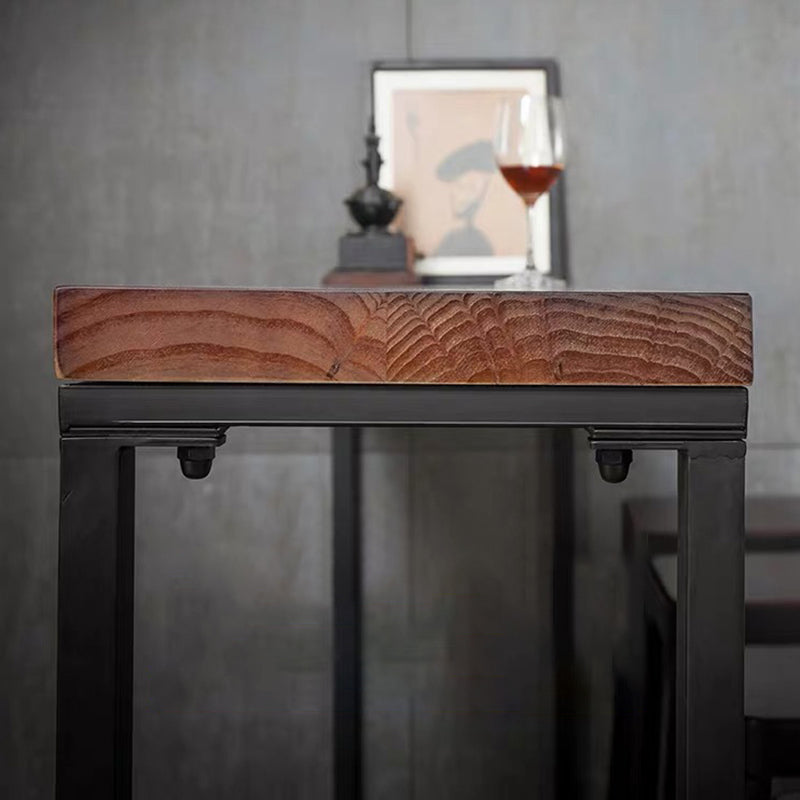 Industrial Trestle Wood Bar Wine Table Rectangle Bar Height Cocktail Table in Brown Clearhalo 'Bar Furniture' 'Bar Tables' 'bar_tables' 'furn' 'furn_bar_tables' 'Furniture' 'furniture_bar_tables' 'Kitchen & Dining Furniture' 5061217