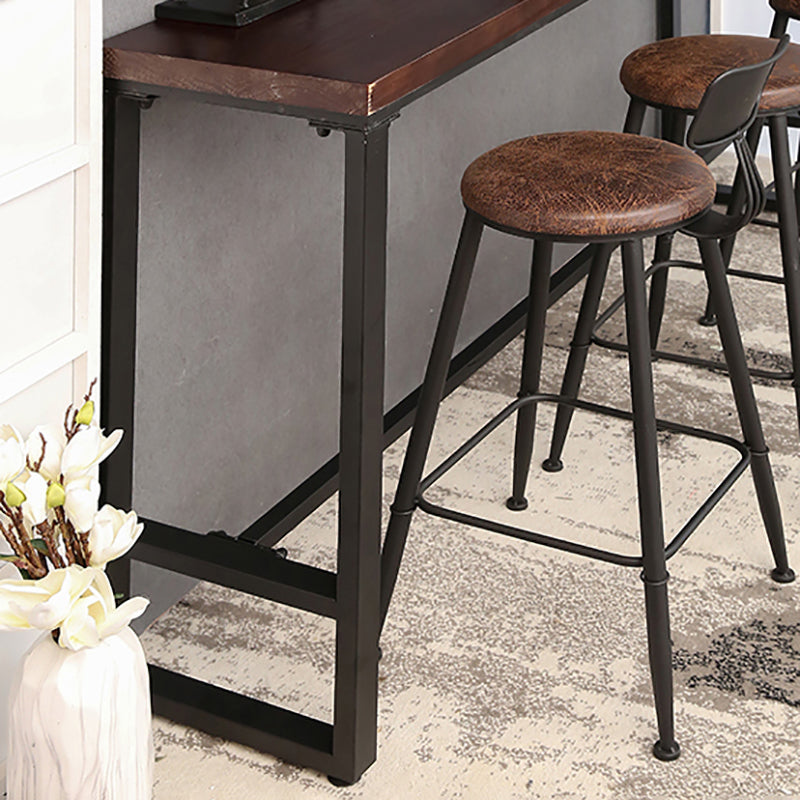 Industrial Trestle Wood Bar Wine Table Rectangle Bar Height Cocktail Table in Brown Clearhalo 'Bar Furniture' 'Bar Tables' 'bar_tables' 'furn' 'furn_bar_tables' 'Furniture' 'furniture_bar_tables' 'Kitchen & Dining Furniture' 5061219