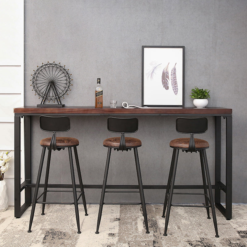 Industrial Trestle Wood Bar Wine Table Rectangle Bar Height Cocktail Table in Brown Clearhalo 'Bar Furniture' 'Bar Tables' 'bar_tables' 'furn' 'furn_bar_tables' 'Furniture' 'furniture_bar_tables' 'Kitchen & Dining Furniture' 5061220