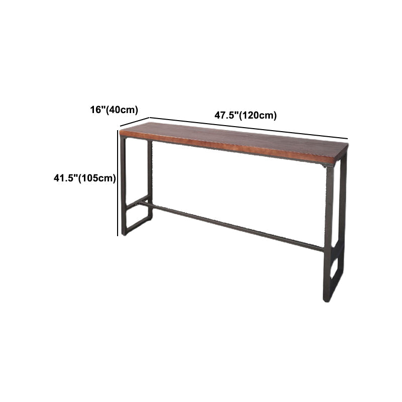Industrial Trestle Wood Bar Wine Table Rectangle Bar Height Cocktail Table in Brown Clearhalo 'Bar Furniture' 'Bar Tables' 'bar_tables' 'furn' 'furn_bar_tables' 'Furniture' 'furniture_bar_tables' 'Kitchen & Dining Furniture' 5061223