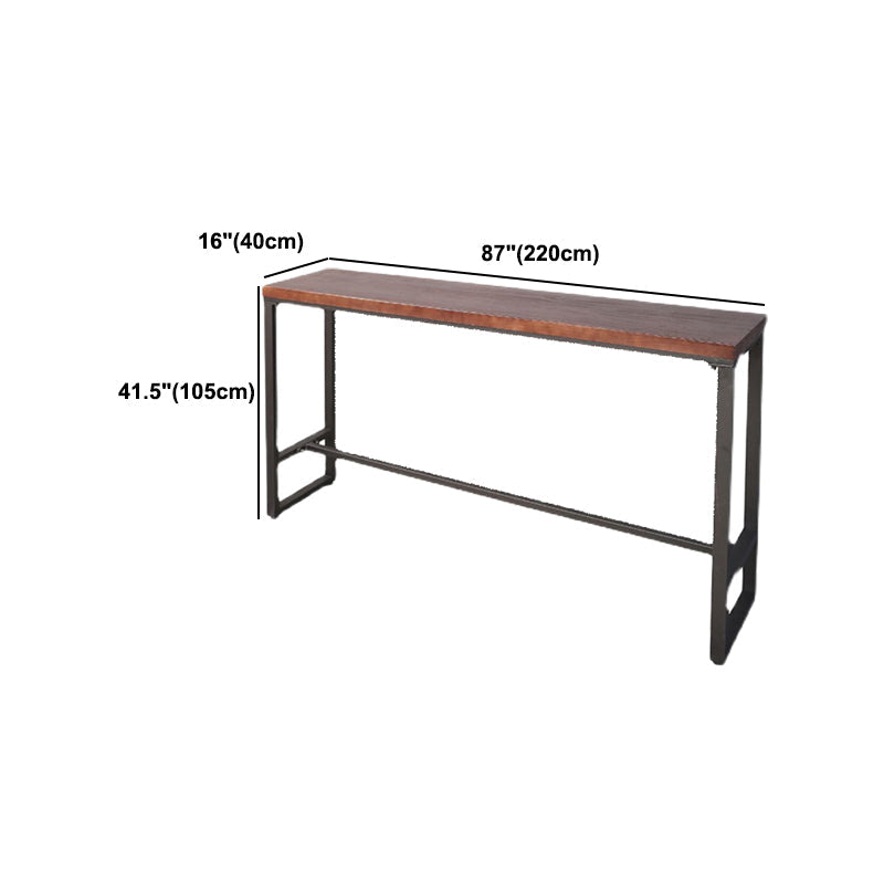 Industrial Trestle Wood Bar Wine Table Rectangle Bar Height Cocktail Table in Brown Clearhalo 'Bar Furniture' 'Bar Tables' 'bar_tables' 'furn' 'furn_bar_tables' 'Furniture' 'furniture_bar_tables' 'Kitchen & Dining Furniture' 5061228