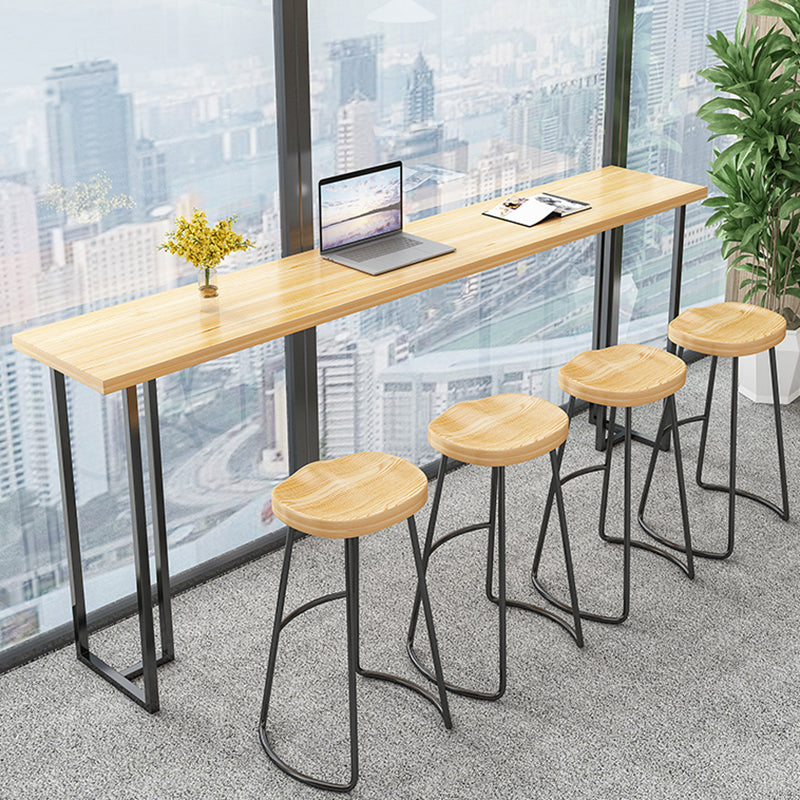 Modern Solid Wood Bistro Accent Dining Table Rectangle Bar Table in Natural 39.4"L x 15.7"W x 39.4"H Black Without Chairs Clearhalo 'Bar Furniture' 'Bar Tables' 'bar_tables' 'furn' 'furn_bar_tables' 'Furniture' 'furniture_bar_tables' 'Kitchen & Dining Furniture' 5061234
