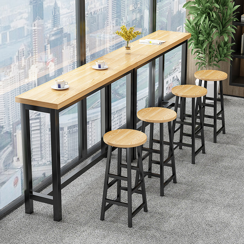 Modern Solid Wood Bistro Accent Dining Table Rectangle Bar Table in Natural Clearhalo 'Bar Furniture' 'Bar Tables' 'bar_tables' 'furn' 'furn_bar_tables' 'Furniture' 'furniture_bar_tables' 'Kitchen & Dining Furniture' 5061237