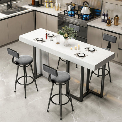 Marble Double pedestal Hall/Pub Table Contemporary Living Room Bistro Bar Height Table Black Without Chairs Clearhalo 'Bar Furniture' 'Bar Tables' 'bar_tables' 'furn' 'furn_bar_tables' 'Furniture' 'furniture_bar_tables' 'Kitchen & Dining Furniture' 5061253