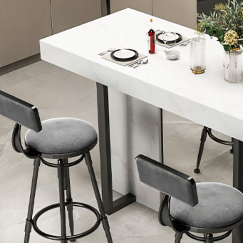 Marble Double pedestal Hall/Pub Table Contemporary Living Room Bistro Bar Height Table Clearhalo 'Bar Furniture' 'Bar Tables' 'bar_tables' 'furn' 'furn_bar_tables' 'Furniture' 'furniture_bar_tables' 'Kitchen & Dining Furniture' 5061255
