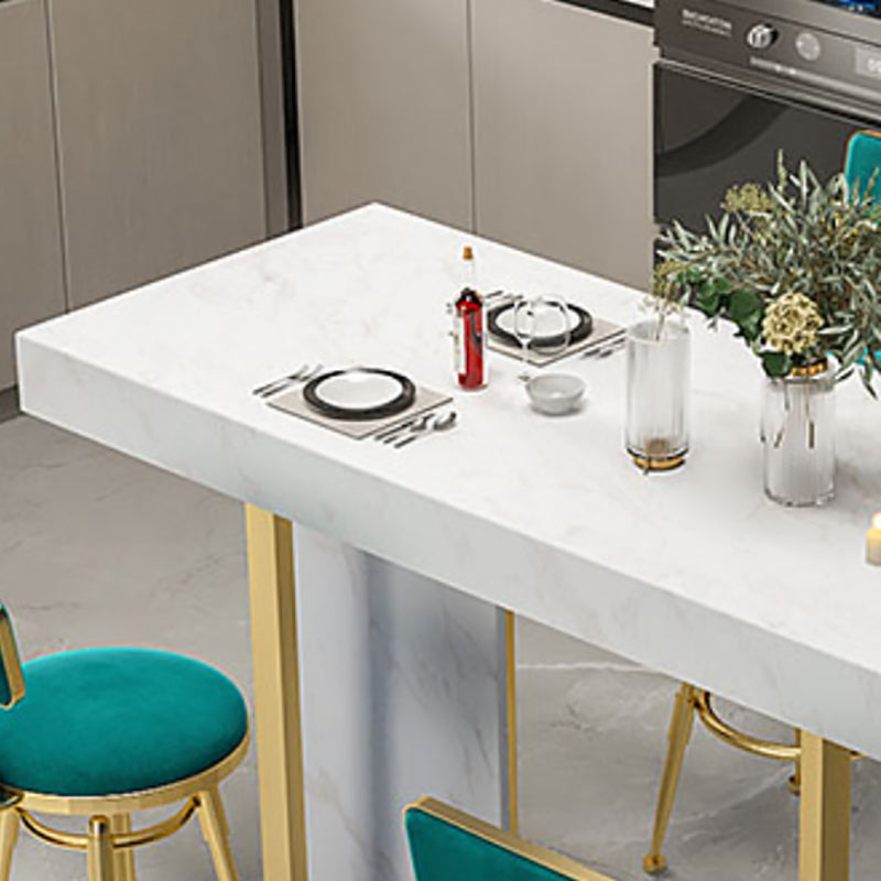 Marble Double pedestal Hall/Pub Table Contemporary Living Room Bistro Bar Height Table Clearhalo 'Bar Furniture' 'Bar Tables' 'bar_tables' 'furn' 'furn_bar_tables' 'Furniture' 'furniture_bar_tables' 'Kitchen & Dining Furniture' 5061256