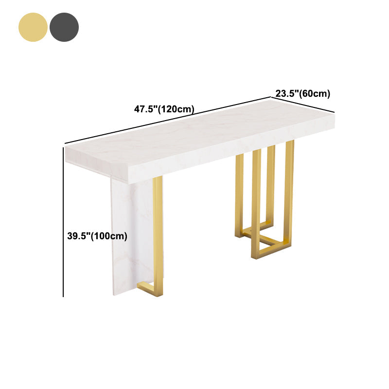 Marble Double pedestal Hall/Pub Table Contemporary Living Room Bistro Bar Height Table Clearhalo 'Bar Furniture' 'Bar Tables' 'bar_tables' 'furn' 'furn_bar_tables' 'Furniture' 'furniture_bar_tables' 'Kitchen & Dining Furniture' 5061263