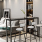 Marble Indoor Counter-height Pub Table Rectangle Footrest Bar Dining Table 63"L x 15.7"W x 41.3"H Black Without Chairs Clearhalo 'Bar Furniture' 'Bar Tables' 'bar_tables' 'furn' 'furn_bar_tables' 'Furniture' 'furniture_bar_tables' 'Kitchen & Dining Furniture' 5061267