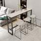 Marble Indoor Counter-height Pub Table Rectangle Footrest Bar Dining Table 70.9"L x 15.7"W x 41.3"H White Without Chairs Clearhalo 'Bar Furniture' 'Bar Tables' 'bar_tables' 'furn' 'furn_bar_tables' 'Furniture' 'furniture_bar_tables' 'Kitchen & Dining Furniture' 5061270