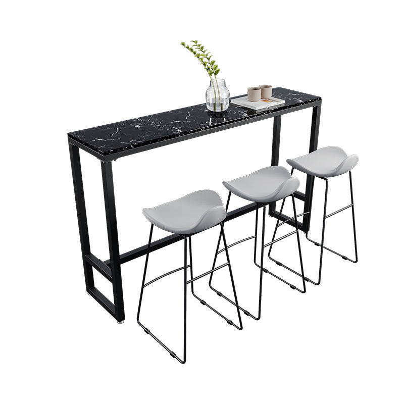Marble Indoor Counter-height Pub Table Rectangle Footrest Bar Dining Table Clearhalo 'Bar Furniture' 'Bar Tables' 'bar_tables' 'furn' 'furn_bar_tables' 'Furniture' 'furniture_bar_tables' 'Kitchen & Dining Furniture' 5061271