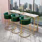 Rectangle Coffee Shop Patio Bar Table Footrest White and Gold Marble Counter Table 86.6"L x 15.7"W x 41.3"H Without Chairs Clearhalo 'Bar Furniture' 'Bar Tables' 'bar_tables' 'furn' 'furn_bar_tables' 'Furniture' 'furniture_bar_tables' 'Kitchen & Dining Furniture' 5061287