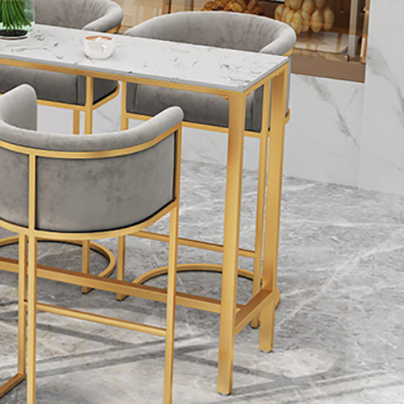 Rectangle Coffee Shop Patio Bar Table Footrest White and Gold Marble Counter Table Clearhalo 'Bar Furniture' 'Bar Tables' 'bar_tables' 'furn' 'furn_bar_tables' 'Furniture' 'furniture_bar_tables' 'Kitchen & Dining Furniture' 5061292