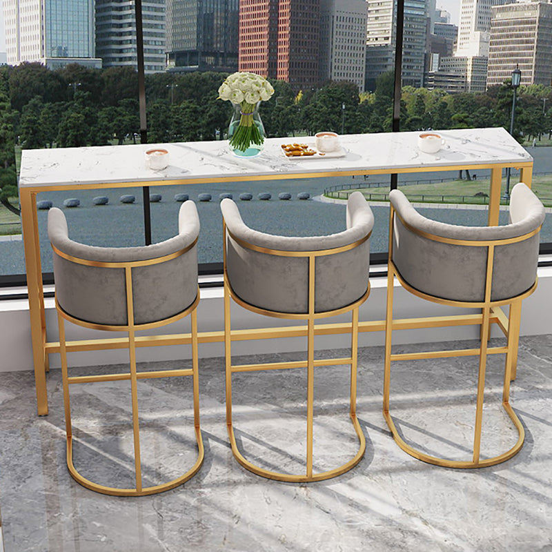 Rectangle Coffee Shop Patio Bar Table Footrest White and Gold Marble Counter Table Clearhalo 'Bar Furniture' 'Bar Tables' 'bar_tables' 'furn' 'furn_bar_tables' 'Furniture' 'furniture_bar_tables' 'Kitchen & Dining Furniture' 5061294