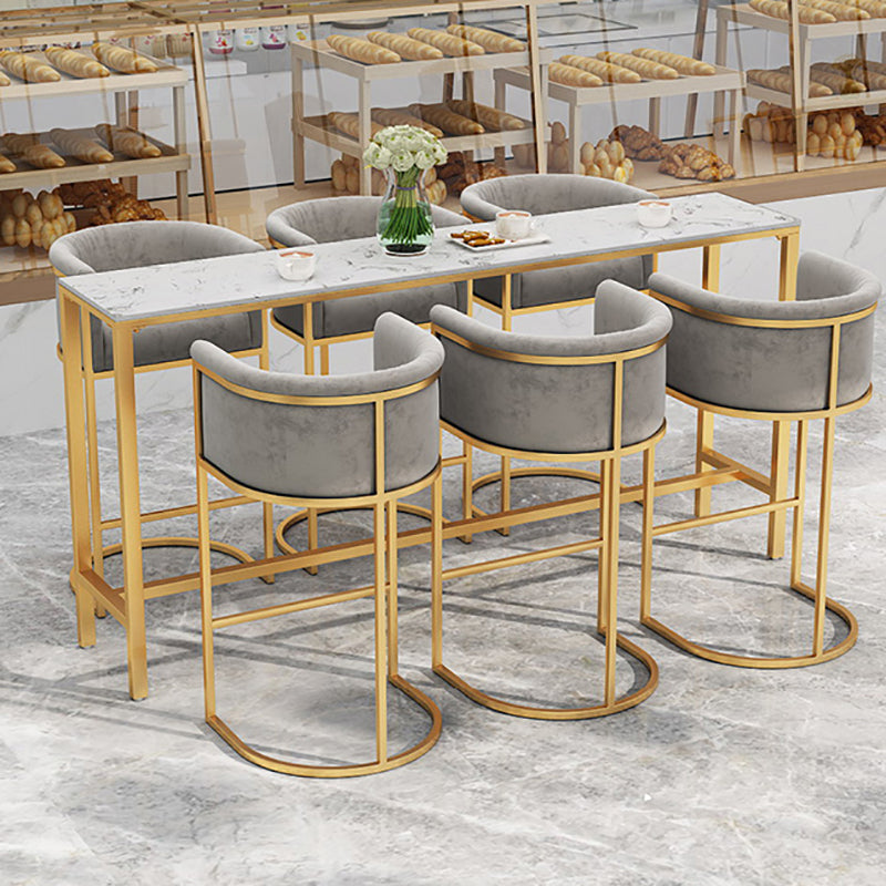 Rectangle Coffee Shop Patio Bar Table Footrest White and Gold Marble Counter Table Clearhalo 'Bar Furniture' 'Bar Tables' 'bar_tables' 'furn' 'furn_bar_tables' 'Furniture' 'furniture_bar_tables' 'Kitchen & Dining Furniture' 5061295