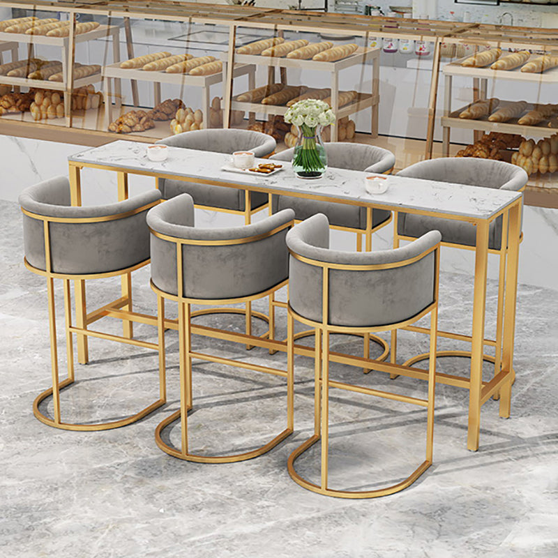 Rectangle Coffee Shop Patio Bar Table Footrest White and Gold Marble Counter Table Clearhalo 'Bar Furniture' 'Bar Tables' 'bar_tables' 'furn' 'furn_bar_tables' 'Furniture' 'furniture_bar_tables' 'Kitchen & Dining Furniture' 5061297