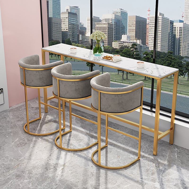 Rectangle Coffee Shop Patio Bar Table Footrest White and Gold Marble Counter Table Clearhalo 'Bar Furniture' 'Bar Tables' 'bar_tables' 'furn' 'furn_bar_tables' 'Furniture' 'furniture_bar_tables' 'Kitchen & Dining Furniture' 5061298