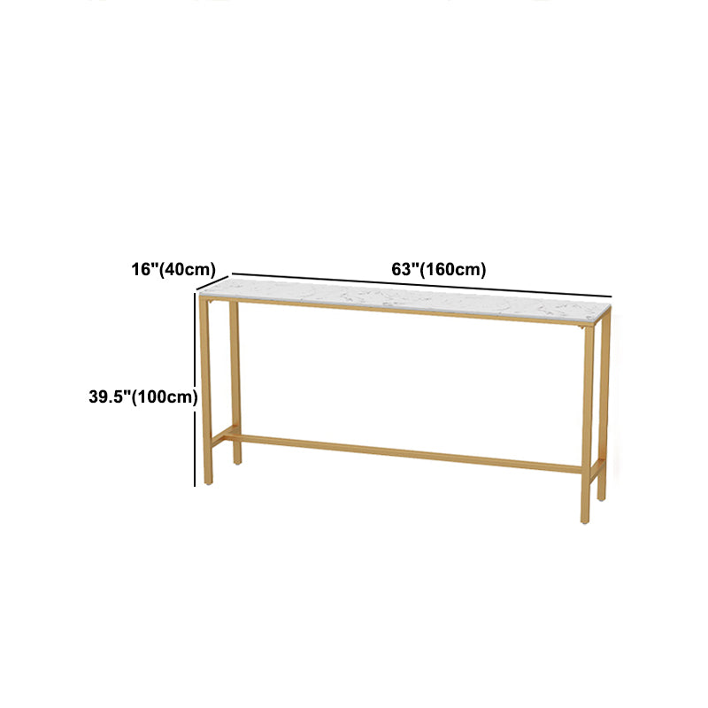 Rectangle Coffee Shop Patio Bar Table Footrest White and Gold Marble Counter Table Clearhalo 'Bar Furniture' 'Bar Tables' 'bar_tables' 'furn' 'furn_bar_tables' 'Furniture' 'furniture_bar_tables' 'Kitchen & Dining Furniture' 5061302