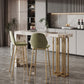 Indoor Double Pedestal Bar Height Table Contemporary Stone Rectangle Pub Table 55.1"L x 15.7"W x 39.4"H Pandora & Gold Without Chairs Clearhalo 'Bar Furniture' 'Bar Tables' 'bar_tables' 'furn' 'furn_bar_tables' 'Furniture' 'furniture_bar_tables' 'Kitchen & Dining Furniture' 5061307