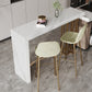 Indoor Double Pedestal Bar Height Table Contemporary Stone Rectangle Pub Table 55.1"L x 15.7"W x 39.4"H White Without Chairs Clearhalo 'Bar Furniture' 'Bar Tables' 'bar_tables' 'furn' 'furn_bar_tables' 'Furniture' 'furniture_bar_tables' 'Kitchen & Dining Furniture' 5061309