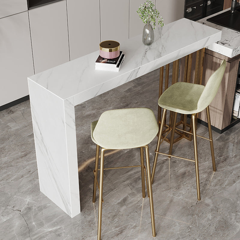 Indoor Double Pedestal Bar Height Table Contemporary Stone Rectangle Pub Table 55.1"L x 15.7"W x 39.4"H White Without Chairs Clearhalo 'Bar Furniture' 'Bar Tables' 'bar_tables' 'furn' 'furn_bar_tables' 'Furniture' 'furniture_bar_tables' 'Kitchen & Dining Furniture' 5061309