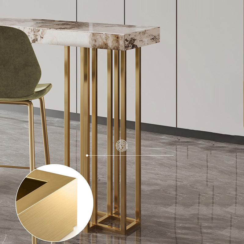 Indoor Double Pedestal Bar Height Table Contemporary Stone Rectangle Pub Table Clearhalo 'Bar Furniture' 'Bar Tables' 'bar_tables' 'furn' 'furn_bar_tables' 'Furniture' 'furniture_bar_tables' 'Kitchen & Dining Furniture' 5061313