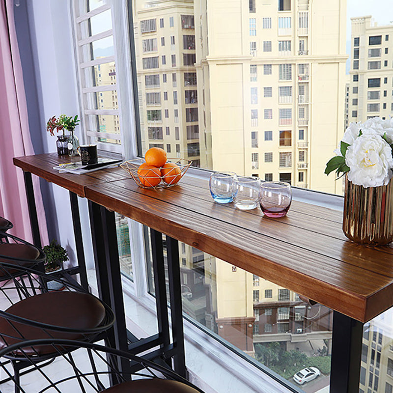 Rectangle Balcony Pub Height Dining Table Industrial Solid Wood Bistro Table Clearhalo 'Bar Furniture' 'Bar Tables' 'bar_tables' 'furn' 'furn_bar_tables' 'Furniture' 'furniture_bar_tables' 'Kitchen & Dining Furniture' 5061325