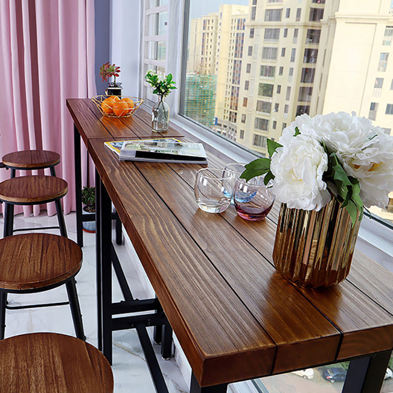 Rectangle Balcony Pub Height Dining Table Industrial Solid Wood Bistro Table Clearhalo 'Bar Furniture' 'Bar Tables' 'bar_tables' 'furn' 'furn_bar_tables' 'Furniture' 'furniture_bar_tables' 'Kitchen & Dining Furniture' 5061326