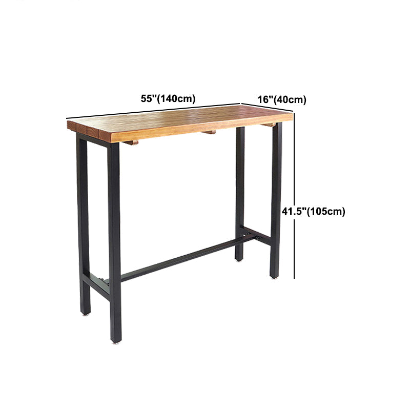 Rectangle Balcony Pub Height Dining Table Industrial Solid Wood Bistro Table Clearhalo 'Bar Furniture' 'Bar Tables' 'bar_tables' 'furn' 'furn_bar_tables' 'Furniture' 'furniture_bar_tables' 'Kitchen & Dining Furniture' 5061330