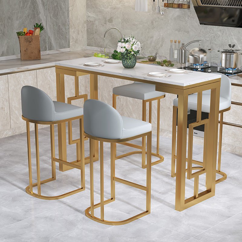 Living Room Counter Wine Table Rectangle Marble White Bar Height Pub Table 78.7"L x 15.7"W x 41.3"H Without Chairs Clearhalo 'Bar Furniture' 'Bar Tables' 'bar_tables' 'furn' 'furn_bar_tables' 'Furniture' 'furniture_bar_tables' 'Kitchen & Dining Furniture' 5061334
