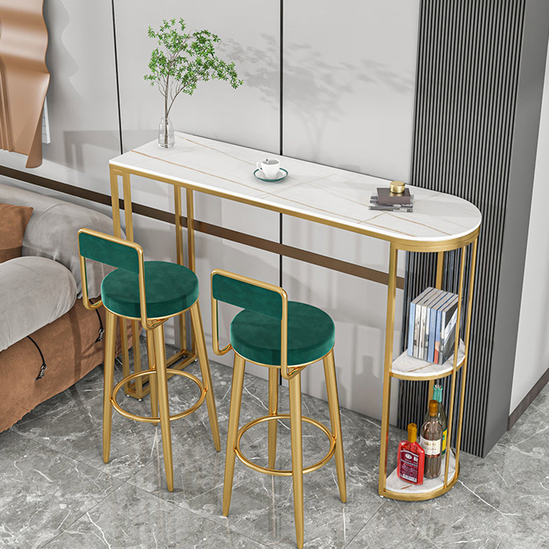 Indoor Metal Cocktail Bar Table Modern Double Pedestal Pub Height Dining Table Gloss White Without Chairs Clearhalo 'Bar Furniture' 'Bar Tables' 'bar_tables' 'furn' 'furn_bar_tables' 'Furniture' 'furniture_bar_tables' 'Kitchen & Dining Furniture' 5061362