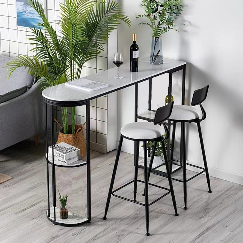 Indoor Metal Cocktail Bar Table Modern Double Pedestal Pub Height Dining Table White-Black Without Chairs Clearhalo 'Bar Furniture' 'Bar Tables' 'bar_tables' 'furn' 'furn_bar_tables' 'Furniture' 'furniture_bar_tables' 'Kitchen & Dining Furniture' 5061363