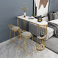 Indoor Metal Cocktail Bar Table Modern Double Pedestal Pub Height Dining Table 55.1"L x 15.7"W x 41.3"H White-Gold Without Chairs Clearhalo 'Bar Furniture' 'Bar Tables' 'bar_tables' 'furn' 'furn_bar_tables' 'Furniture' 'furniture_bar_tables' 'Kitchen & Dining Furniture' 5061365
