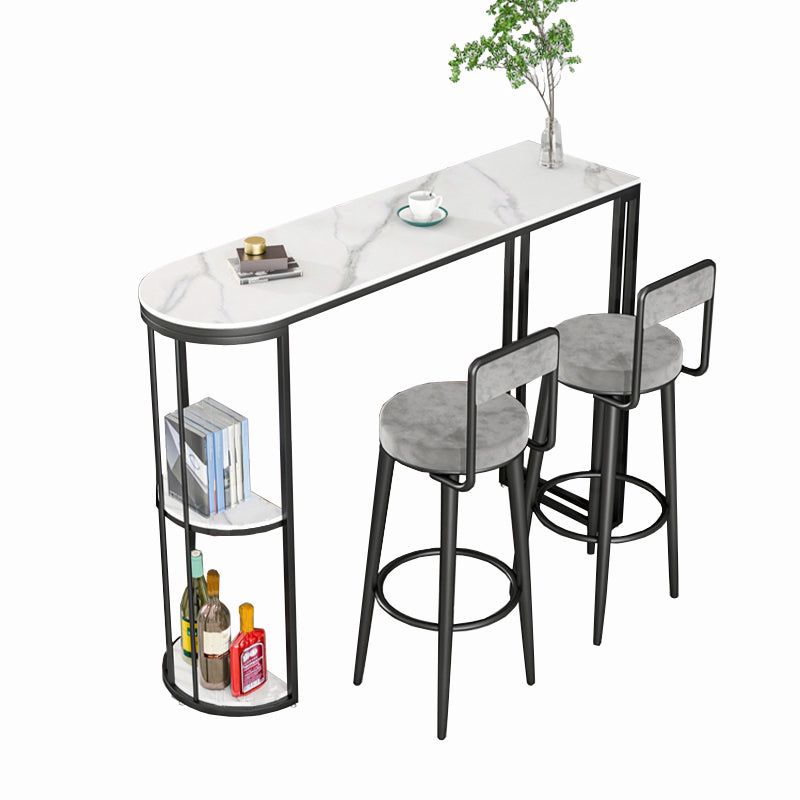 Indoor Metal Cocktail Bar Table Modern Double Pedestal Pub Height Dining Table White Without Chairs Clearhalo 'Bar Furniture' 'Bar Tables' 'bar_tables' 'furn' 'furn_bar_tables' 'Furniture' 'furniture_bar_tables' 'Kitchen & Dining Furniture' 5061366