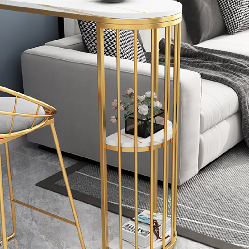 Indoor Metal Cocktail Bar Table Modern Double Pedestal Pub Height Dining Table Clearhalo 'Bar Furniture' 'Bar Tables' 'bar_tables' 'furn' 'furn_bar_tables' 'Furniture' 'furniture_bar_tables' 'Kitchen & Dining Furniture' 5061367